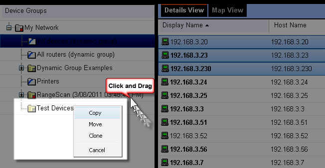 Drag-and-drop device management